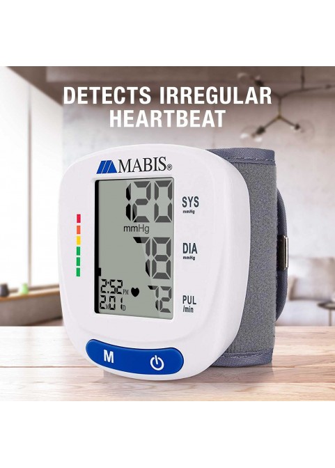 HealthSmart Digital Blood Pressure Monitor with Automatic Wrist Cuff that Displays Blood Pressure, Pulse Rate and Irregular Heartbeat, Stores up to 120 Readings for 2 Users, Black