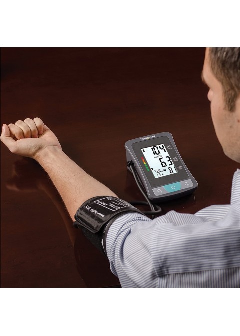 HealthSmart Digital Blood Pressure Monitor with Automatic Wrist Cuff that Displays Blood Pressure, Pulse Rate and Irregular Heartbeat, Stores up to 120 Readings for 2 Users, Black