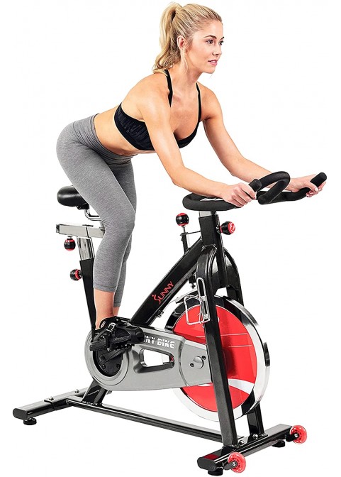 Sunny Health &amp; Fitness Indoor Cycle Exercise Bike with Heavy Chrome 49 LB / 22 LB Flywheel